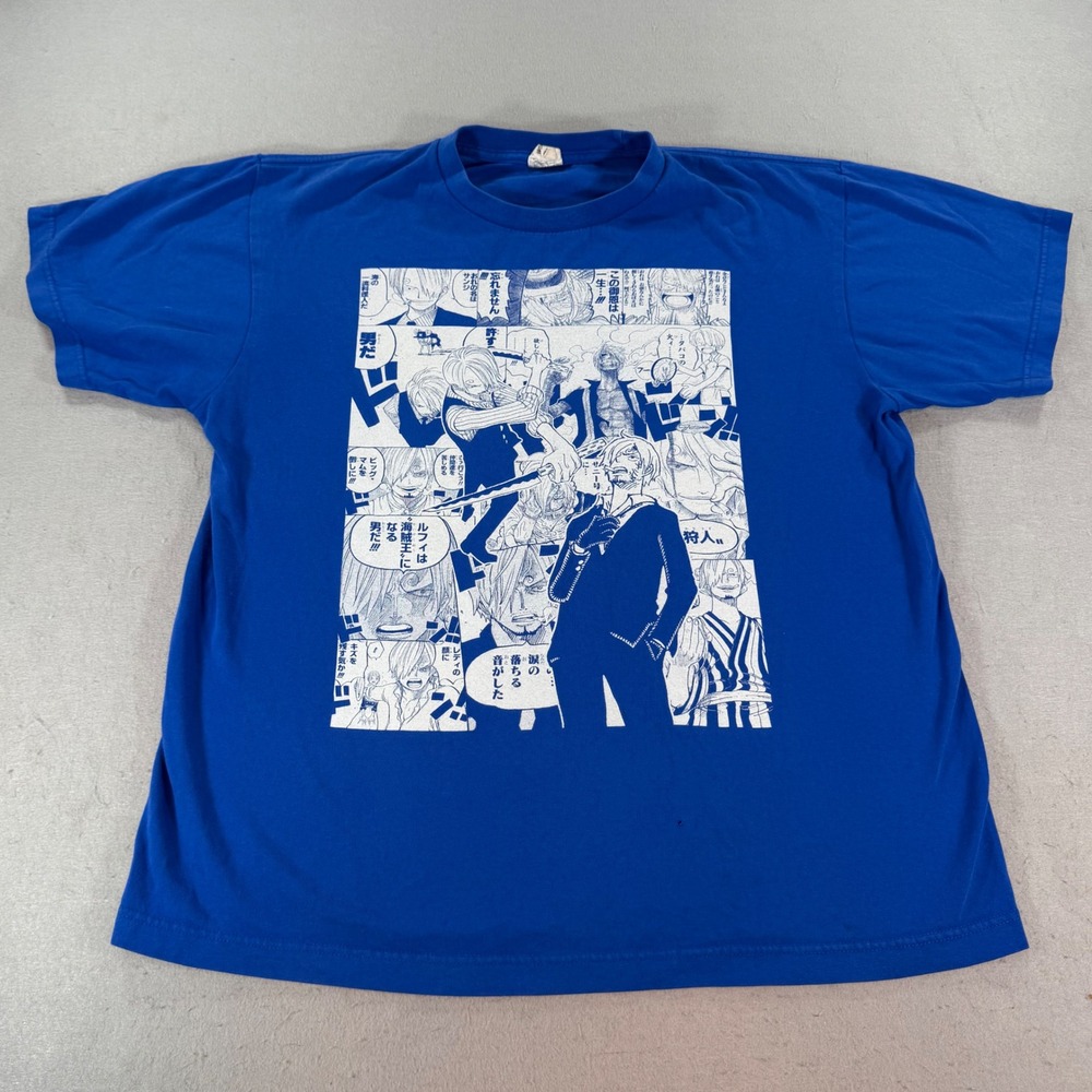 One Piece Sanji Manga Panel Graphic Tee Blue Men's Large‎